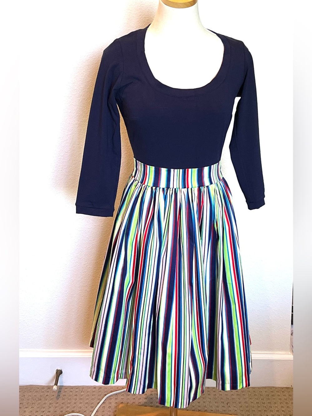 Pinup Couture BNWT Allison Dress in Navy Candy Stripe